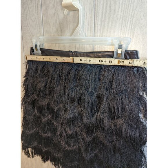 NWT SAM EDELMAN Women's Black Fiona Fringe Miniskirt Flapper Chevron Style Sz 2 - Picture 5 of 6